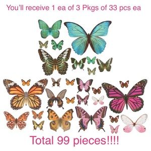 Floral Garden Butterfly Die Cuts w/Foil Accents, 99 pcs (3 Colors - 33 pcs ea)